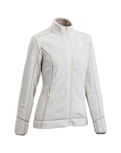 Толстовка MH120 для походов флисовая женская, светло-серый Quechua