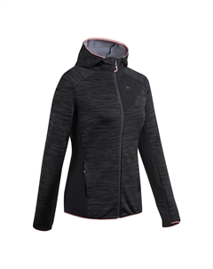 Толстовка MH900 для походов с капюшоном флисовая женская, темно-серый Quechua