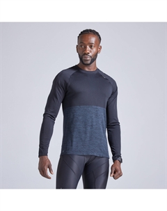 Футболка для бега с длинными рукавами дышащая Care мужская черная, черный/угольно-серый Kiprun