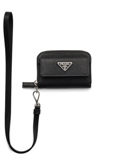 Визитница из сафьяновой кожи, черный Prada