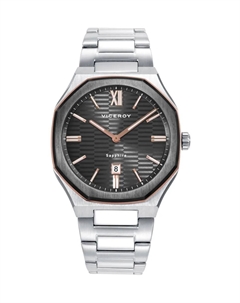 Мужские часы из коллекции Laura Escanes в стальном корпусе с двойным безелем и стальным браслетом, серебряный Viceroy