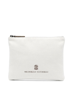 Клатч с вышитым логотипом, белый Brunello cucinelli