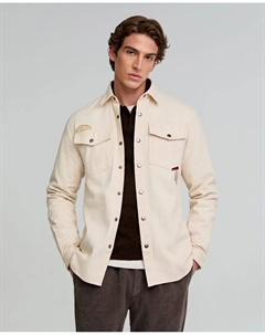 Мужская куртка из хлопка с вышитыми деталями, белый Scalpers