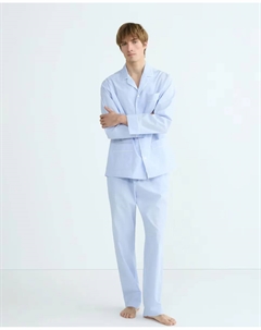 Мужская однотонная пижама из поплина, голубой Emidio tucci