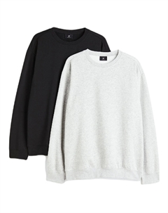 Комплект толстовок Relaxed Fit 2-pak, 2 предмета, светло-серый/черный H&m