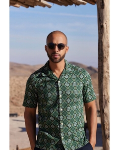 Рубашка с короткими рукавами и геометрическим узором, зеленый Next