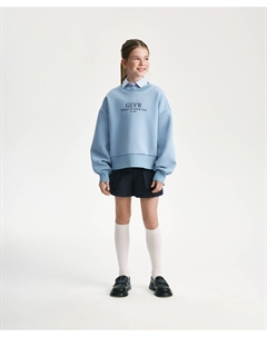 Свитшот силуэта умеренный оверсайз для девочки голубой Gulliver