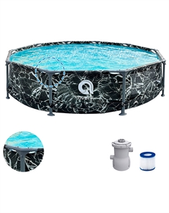 Бассейн каркасный 305х76 см, 4672 л, круглый, с усиленной рамой, черный мрамор, с фильтр-насосом (12015EUV55) Avenli
