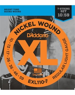 Струны D'ADDARIO EXL110-7 Nickel Wound, 7-String, Regular Light, 10-59 D`addario