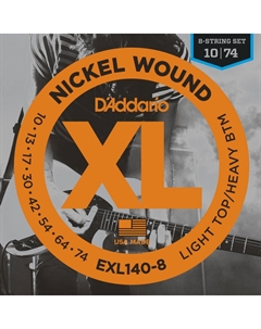 Струны D'ADDARIO EXL140-8 NICKEL WOUND 8-STRING LIGHT TOP/HEAVY BOTTOM 10-74 D`addario