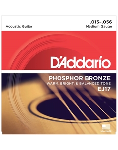Струны для акустических гитар, металлические EJ17 D`addario