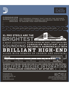 Струны для электрогитар D'ADDARIO EPS540 ProSteels, Light Top/Heavy Bottom, 10-52 D`addario