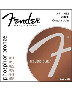 Струны для акустических гитар, металлические STRINGS NEW ACOUSTIC 60CL PHOSPHOR BRONZE 11-52 Fender