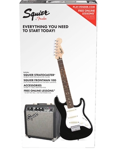 Электрогитары FENDER Stratocaster Pack Black, Gig Bag, Frontman 10G Squier