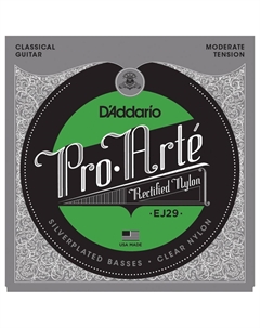 Струны для классических гитар, нейлоновые EJ29 PRO-ARTE RECTIFIED TREBLES, MODERATE TENSION D`addario