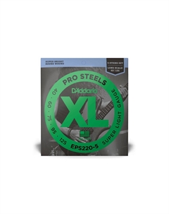 Струны для бас-гитар D'Addario EPS220-5 ProSteels 5-String Bass, Super Light, 40-125, Long Scale D`addario
