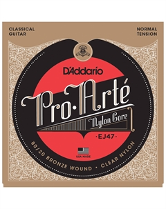 Струны для классических гитар, нейлоновые D'ADDARIO EJ47 80/20 BRONZE PRO-ARTE NYLON, NORMAL TENSION D`addario