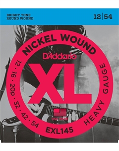 Струны для электрогитар D'ADDARIO EXL145 NICKEL WOUND, HEAVY, PLAIN 3RD, 12-54 D`addario