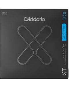 Струны для акустических гитар, металлические D'ADDARIO XTABR1047-12 SET ACOUS XT 80/20 12-STRING D`addario