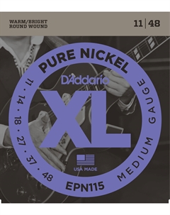 Струны для электрогитар D'ADDARIO EPN115 PURE NICKEL BLUES/JAZZ ROCK 11-48 D`addario