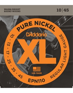 Струны для электрогитар D'ADDARIO EPN110 PURE NICKEL REGULAR LIGHT 10-45 D`addario