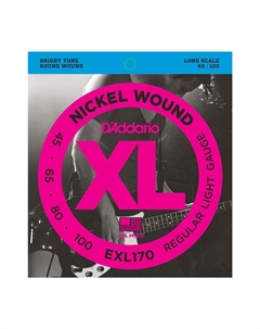 Струны для бас-гитар EXL170 Nickel Wound Bass, Light, 45-100. D`addario