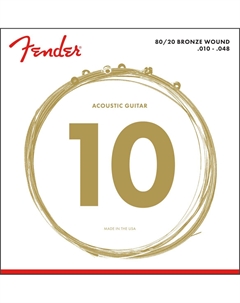 Струны для акустических гитар, металлические STRINGS NEW ACOUSTIC 70XL 80/20 BRONZE BALL END 10-48 Fender