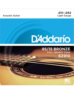 Струны для акустических гитар, металлические D'ADDARIO EZ910 SET ACOUS GTR 85/15 LITE D`addario