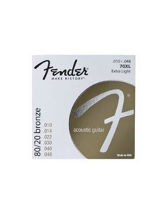 Струны для акустических гитар, металлические STRINGS NEW ACOUSTIC 70XL 80/20 BRONZE BALL END 10-48 Fender