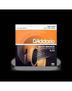 Струны для акустических гитар, металлические D'ADDARIO EJ10 80/20 BRONZE EXTRA LIGHT 10-47 D`addario
