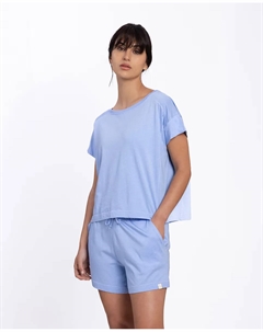 Женская однотонная короткая пижама из вискозы, голубой Punto blanco