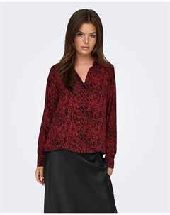 Женская рубашка на пуговицах с V-образным вырезом, красный Only