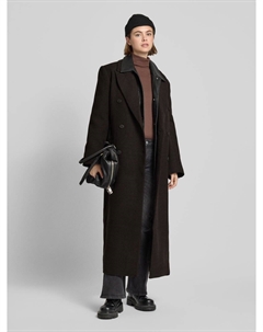 Пальто шерстяное с карманами-клапанами модель «Логан», темно-коричневый Weekday