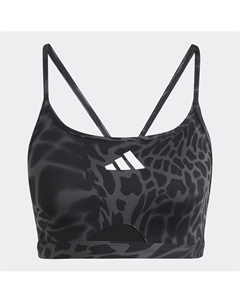 Aeroreact Training Light Support 3 полосы спортивный бюстгальтер, чёрный Adidas