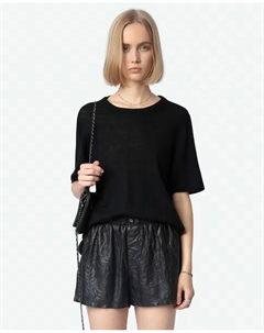 Ida женский свитер с коротким рукавом из 100% кашемира, чёрный Zadig&voltaire