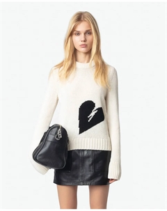 Malty женский свитер 100% шерсть мериноса с сердцем, цвет Crudo Zadig&voltaire