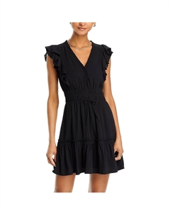 Женское мини-платье выше колена со сборками, черный Paige