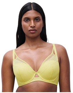 Утепленный бюстгальтер с эффектом тиснения с графическим кружевом и фатином из линейки Play, жёлтый Chantelle