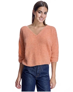 Женский свитер с V-образным вырезом и французскими рукавами, оранжевый Maximilian