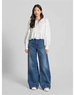 Блузка облегающего кроя с кружевной отделкой, модель «SWIRL», кремовый Mango