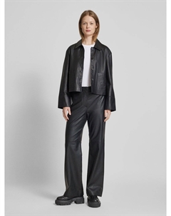 Кожаные брюки прямого кроя из супермягкой овечьей кожи наппа, черный Marc o'polo