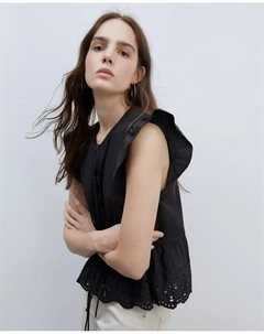 Топ с бантом с вышивкой, чёрный Сфера