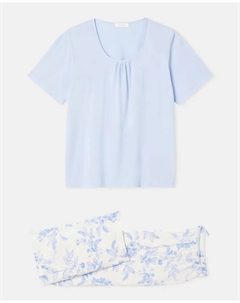 Женская пижама с принтом однотонный топ атлас, синий Enfasis