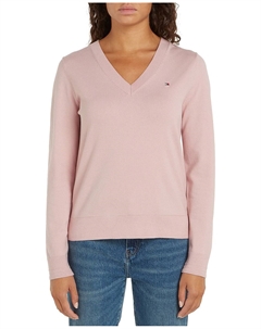 Женский принтованный свитер с V-образным вырезом, светло-розовый Tommy hilfiger