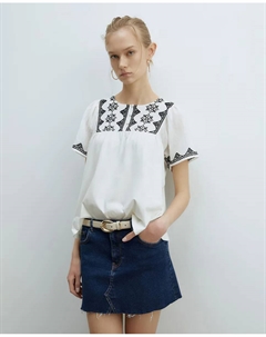 Вышитая футболка, белый Сфера