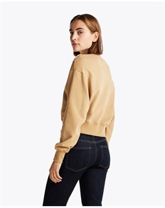 Женский свитшот без капюшона с золотыми пуговицами на плечах, коричневый Tommy hilfiger