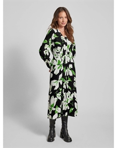 Платье миди из чистой вискозы с разрезами по бокам, зеленый Comma,