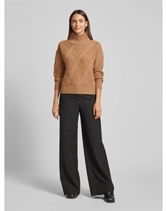 Вязаный свитер с манжетами в рубчик, модель «ПАНИНО», коричневый Max mara studio