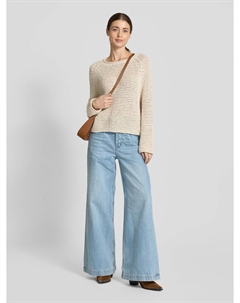 Свитер оверсайз из мягкого хлопка с фактурным эффектом, экрю Marc o'polo