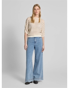 Вязаный свитер с ажурным узором, бежевый Zero